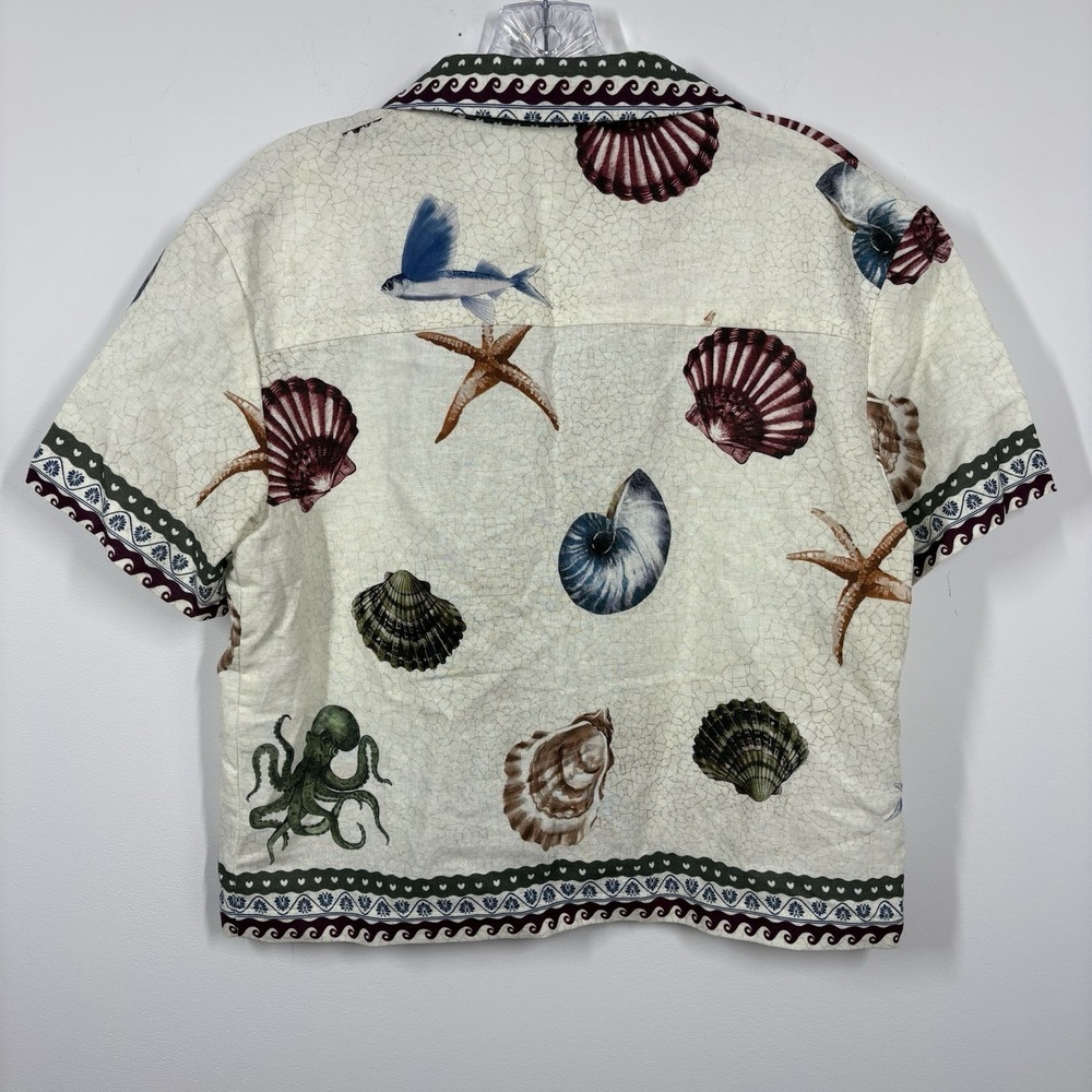 Calypso St Barth Women Sea Creatures Top Size S Linen Blend Beach Vacation Coast - Picture 2 of 9